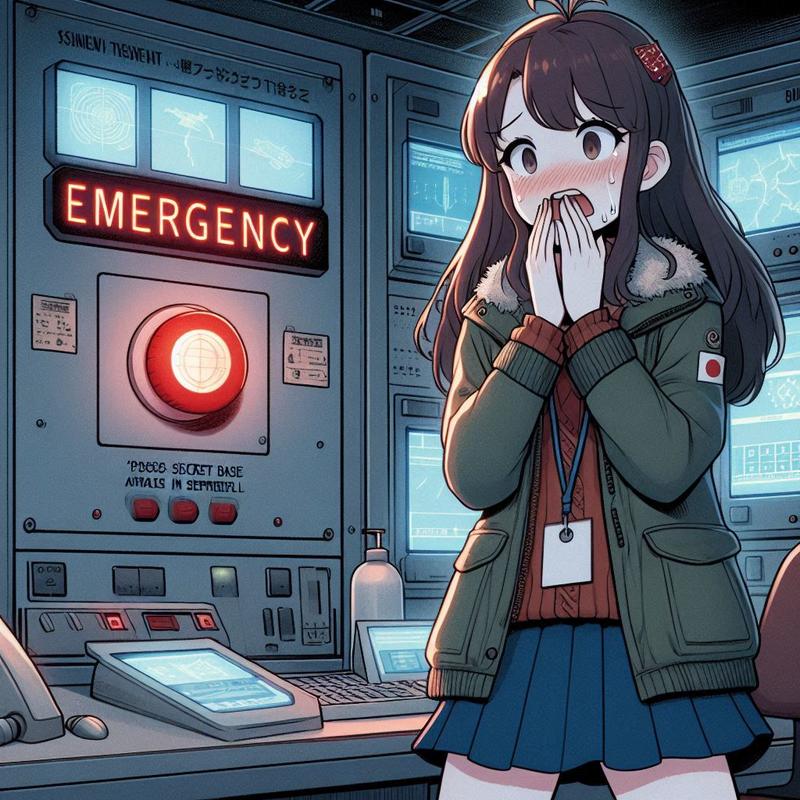 秘密基地に敵が攻めてきて警報が鳴っている