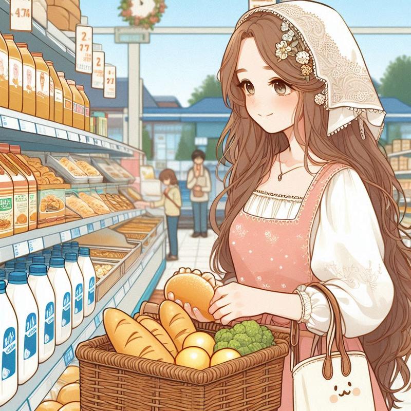 パンと牛乳と和菓子のお買い物