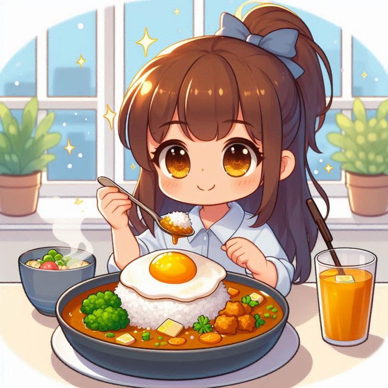 目玉焼きがトッピングしているカレーライス