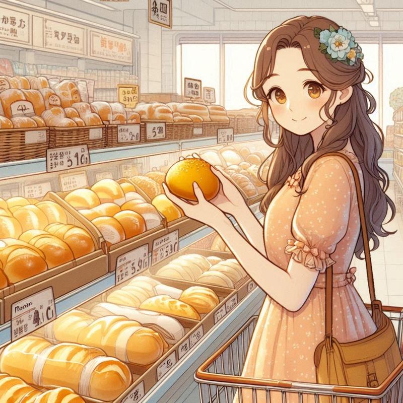 スーパーで豚まんを買っている主婦