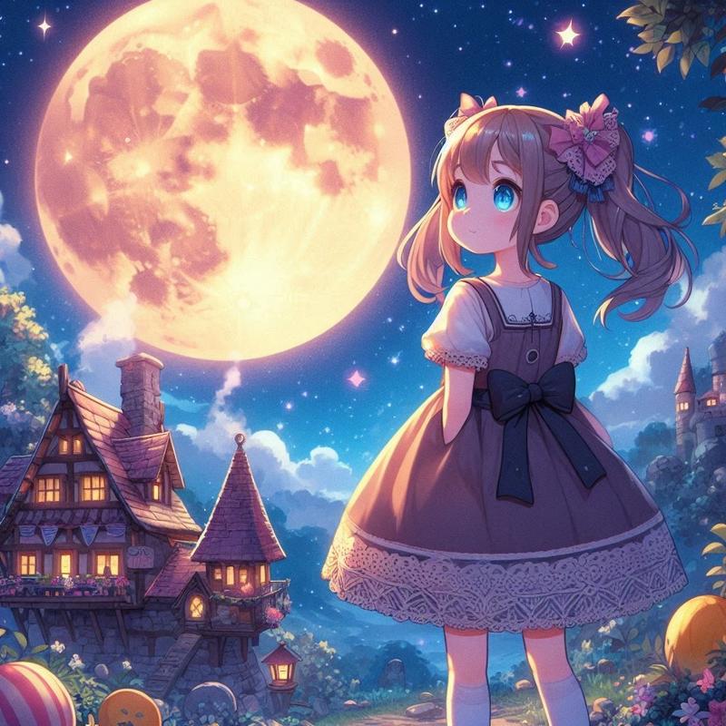 満月を見ている